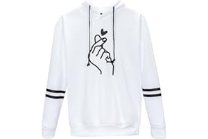 SIMYJOY Femme Coeur de Doigt Sweats à Capuche l'amour Pulls Mignonne Sweat Cool Vintage Pulls Manches Longues Pulls pour Femme Fille