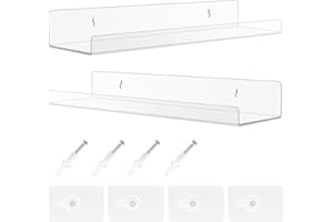 TRUKAFIE Mensola, 2 pezzi Mensole da Muro Design Mensole da Parete in Acrilico Trasparente Senza Foratura per Bagno Soggiorno e Camera da Letto Portaspezie Libreria
