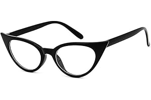 Dawnzen® Gafas de Gato Para Mujer, Montura Marco 50's Ojo De Gato Cat Eye, Lente Transparente Retro Moda Vintage Triangle