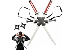 ZIKYNN Ninja Double Sword Backpack Set - Boy's Ninja Toy Weapon Set for Halloween Costumes & Cosplay Parties