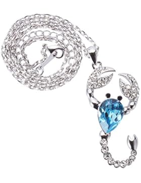 TAOTAOHAS Damen Anhänger Halskette mit Kristall Aquamarine 18K 750 Weißgold, Geist des Skorpions