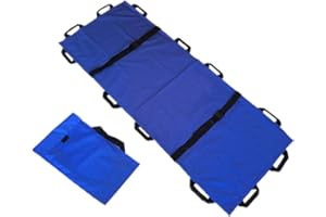 Sobeta Civière Portable étanche Souple 12 poignées de Sauvetage d'urgence Pliable pour hôpital, lieux de Sport, Ambulance, civière médicale Fournitures de Soins pour handicapés avec Sac à Main, Bleu