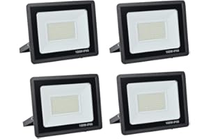 treoir Focos LED Exterior 100W, Superbrillante 10000LM Foco LED, IP66 Impermeable Proyector LED 6000-6500K Blanco Frío Focos Led para Garaje, Jardín, Patio, Estacionamiento(4pcs)