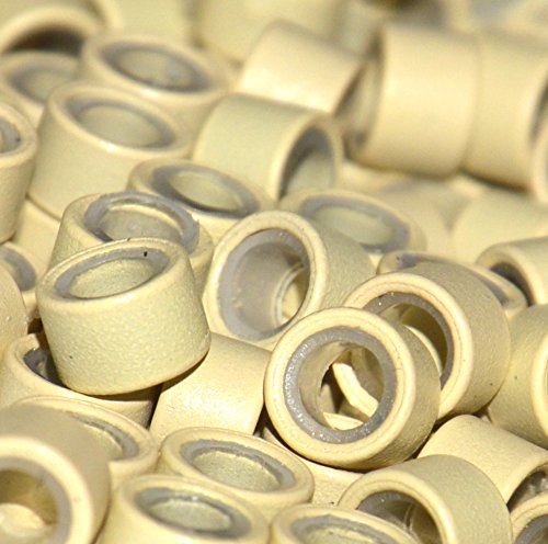 200PCS Silicone Lined Micro Rings/Beads for Hair Extensions Colour: Blonde | Size: 5mm