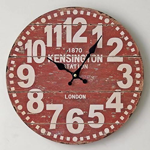 14 Inch Wall Clock American Retro Country Living Room Wall Clock Watch European Fashion Creative Minimalist Clock Quartz Watch Large Wooden MDF Wall Clocks YWLD003