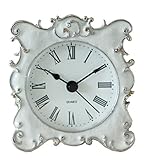 NIKKY HOME Zinn ziemlich klein und niedlich Tischuhr mit Quarz Analog Crystal Strass, weißer Emaille