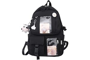 QOCO Kawaii Rucksack mit Kawaii-Anhänger und Zubehör Niedliche Schüler-Büchertasche Schöner Rucksack Reise Harajuku Schultasche für Teenager-Mädchen 44 * 31 * 14cm