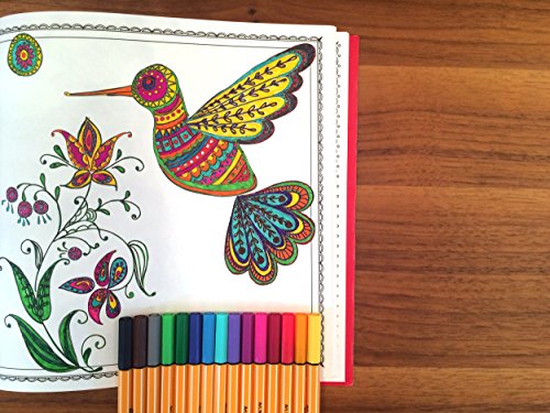 Stabilo KREATIVE AUSZEIT Erwachsenen-Malbuch (78 filigrane Motive, inklusive point 88 Fineliner) 15er Pack - 5