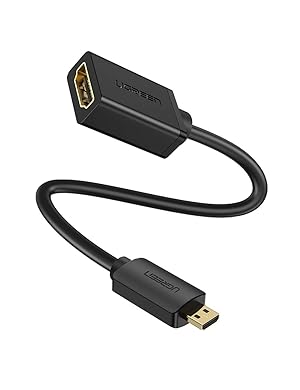 UGREEN Câble Micro HDMI Mâle vers HDMI Femelle Adaptateur HDMI Micro HDMI Supporte 4K 3D Ethernet Arc Compatible avec Raspberry Pi 4 GoPro Hero 7 6 Black ASUS Zenbook UX330UA Lenovo Yoga 710, 20CM