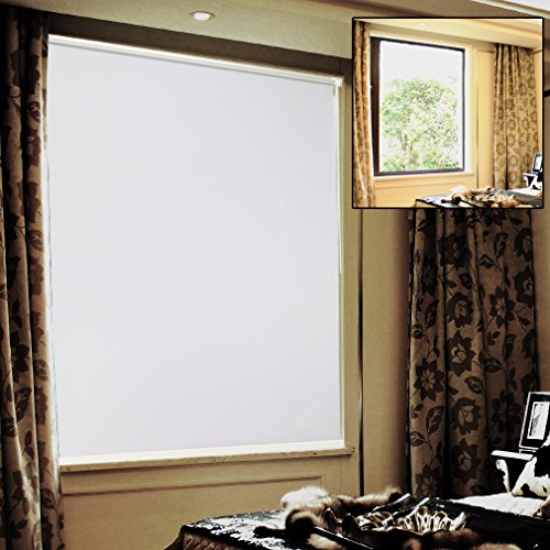 Kinlo Klemmrollo Thermo Rollo blickdicht Rollos Verdunkelungsrollo mit Klemmträgern für Fenster ohne Bohren ( 100 *230 cm weiss)