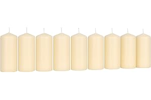 SOLADIRECT Pillar Candles Pack of 8 Unscented Ivory Matt - 10 x 5 cm / 4 x 2 in - Long Burning Up to 20 Hours - Elegant Dripless Wax Candles for Weddings, Christmas, Parties, Events, Home, Table Decoration