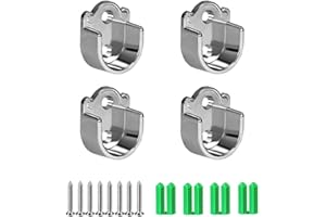 HERKINDNESS 4PCS U Shaped Wardrobe Rail Bracket, Zinc Alloy Wardrobe Rail Bracket, Wardrobes Pole Brackets For Closet Shower Curtain Rod 25cm