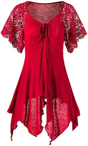 Mosstars Women Dresses,Ladies Sale Bandage High Waist Short Sleeve Mini Dress Lace Floral Patchwork Irregular Bodycon Sundress Black