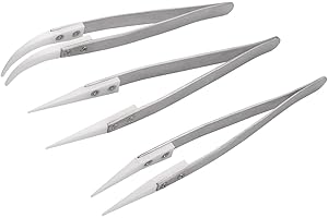 Bestgle 3 stück keramik pinzetten edelstahl professionell pinzette werkzeug esd pinzette set für computer elektronische reparaturen schmuck präzisionsarbeit laborarbeit