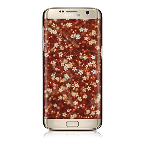 kwmobile Funda dura de madera palo de rosa para Samsung Galaxy S7 edge Carcasa protectora de m  vil Dise  o Flor a la mitad en marr  n oscuro