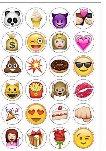 Essbares Oblatenpapier, rund, 24 Stück, iPhone-Emoji, vorgestanzt