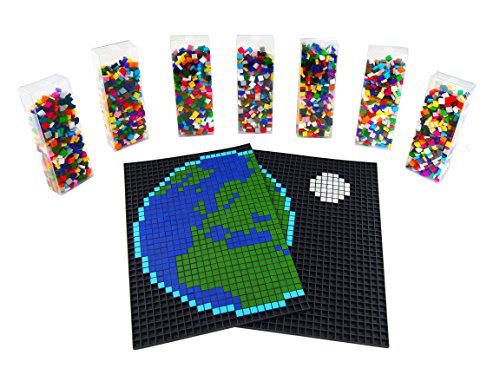Preisvergleich Produktbild La Manufacture du Pixel – Pixel Handwerkskunst, kreatives Hobby, Mosaik, Spaß! – Erstellen Sie Ihre eigene Kunst – Zink Sammlung – Zwei rahmen und 3 600 Pixel Set (Schwarz)