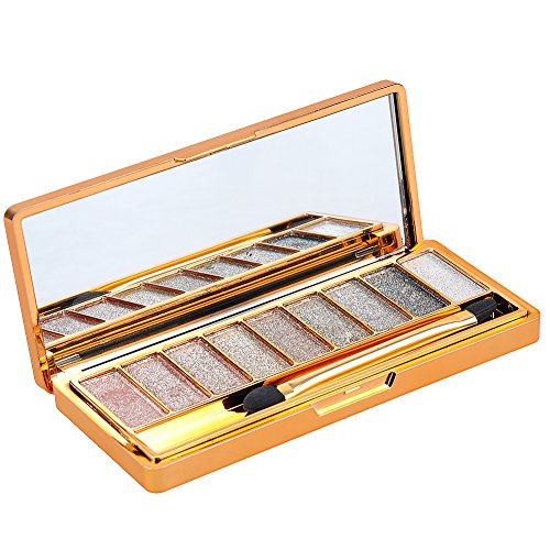 Augenschminke 9 Farben Wasserdicht Glitter Lidschatten Eyeshadow Palette mit Pinsel Style 6 - 4