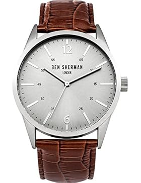 Ben Sherman Herren Armbanduhr mit silber Zifferblatt Analog-Anzeige und braunem Lederband wb060br