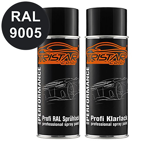 RAL 9005 TIEFSCHWARZ - und hochglanz Klarlack Spraydose (jew. 1 x 400 ml)