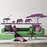 denoda Afrika Savanne und Safari - Wandtattoo Schwarz 213 x 50 cm (Wandsticker Wanddekoration Wohndeko Wohnzimmer Kinderzimmer Schlafzimmer Wand Aufkleber)