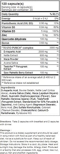 Scitec HC Testo Punch Suplemento con Testosterona - 120 Cápsulas