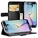 Produktbild EasyAcc Hülle Case für Samsung Galaxy S6 Edge, Lederhülle PU Leder Flip Tasche Klappbar Schutzhülle Handyhülle mit [Ständer Funktion] Card Holder Cover Kompatibel mit Samsung Galaxy S6 Edge - Schwarz