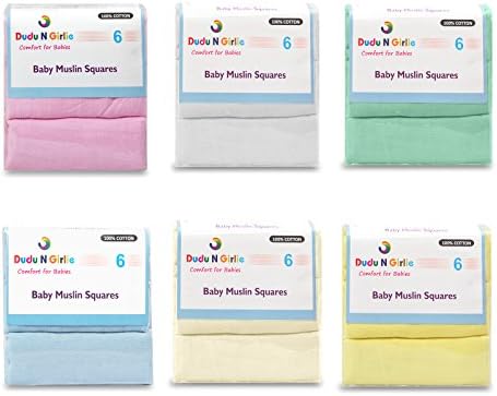 Junior Joy 6 x Supreme Quality Muslin Squares 100% Cotton 70X 70CM (Yellow & Mint)