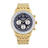  Krug-Baumen 400104DS Reisende Diamant Air blaues Zifferblatt vergoldet Band