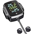 amiciAuto Bike TPMS, 3 in 1 Tyre Pressure Monitoring System for 2 Wheeler with QC 3.0 Fast Charging and Battery Voltage Monitoring