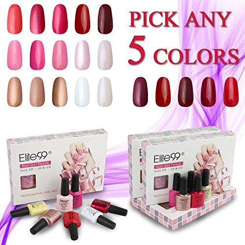 Elite99 UV Nagellack Nail Gel Polish Nagelgel Set Farbgel Weihnachten Geschenk (5xFarbe 7.3ML)