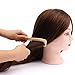 LuckyFine 22 inch 100% Real Long Brown Human Hair Hairdressing Practice Training Head Mannequin + Adjustable Holder