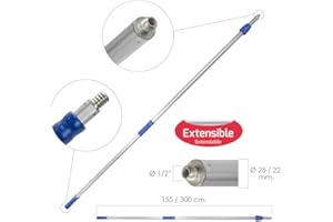 WOLFPACK LINEA PROFESIONAL - Mango Metálico Extensible Para Cepillo Lava Camiones 155/300 cm.
