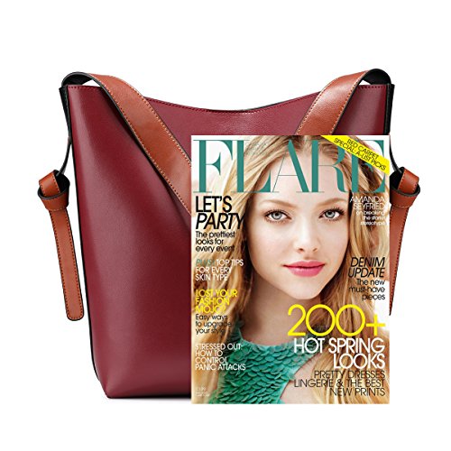 S-ZONE Frauen Farbblockierung Echtes Leder Schulter Beutel Handtaschen