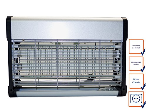 Profi Insektenvernichter, 2 x 10W UV-Lampen, Hochspannung bis 2200V, inkl. Wandmontage; GGG GC-20W