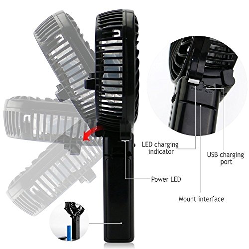 Bestfire Tragbarer Mini Ventilator batteriebetrieben Lüfter, 131011 Lüfter Persönlichen Lüfter faltbar Büro mit 18650 Akku für Haus und Reise - 5