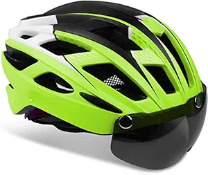 Lista Adults Bike Helmet Bicycle Helmet Cycling/Climbing Helmet/MTB/BMX Adjustable Helmet with Removable Shield Visor/Safty Rear Led Light for Road Men&Women