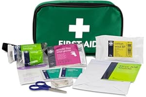 Reliance Medical - (REL416) Handy Travel First Aid Kit, Travel Pouch With, Bandages, Cotton Wool Balls, Gloves, Plasters, Safety Pins, Scissors, Slick Bag And Cleansing Wipes (Green)