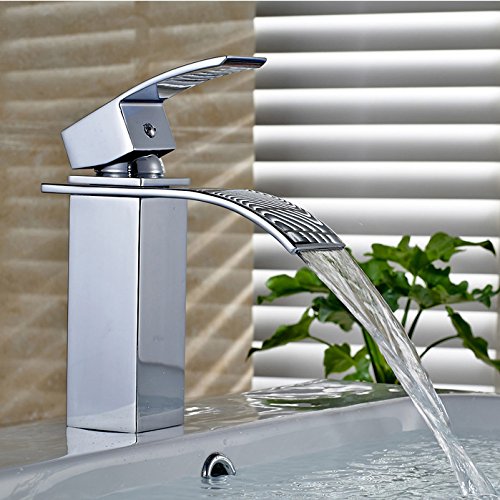Auralum® Design Einhebel Wasserhahn Armatur Waschtischarmatur Wasserfall Einhandmischer für Badezimmer Waschbecken - 7