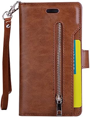 iPhone 6 Plus Case,iPhone 6S Plus Case [with Free Screen Protector], Qimmortal(TM) Premium PU Leather Wallet Purses Case Stand Book Type Style Cover with [Lanyard Strap] and [Credit Card Holders Slots] Flip Folio Magnetic Detachable Button Protective Case Cover For Apple iPhone 6 Plus/iPhone 6S Plus - Brown