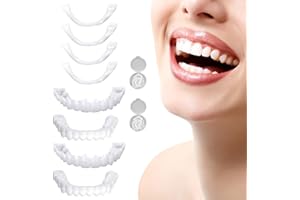 Dhqkqg 2 Pares Dientes Postizos Temporales, Dentaduras Postizas Instantáneas, Dientes de Carillas Cosméticas, Carillas Dentales, Postizos de Superior E Inferior Dientes con Caja