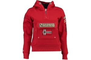 Geographical Norway GYMCLASS Lady - Felpa da Donna con Cappuccio e Tasche, a Maniche Lunghe, Casual