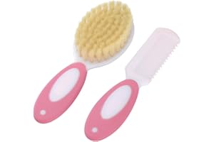 WEGLOK Set de peine y cepillo bebe recién nacido,1 conjunto,Ideal Recién Nacidos, fibras muy suaves,Sin Tirones, Respeta el Cuero Cabelludo,Regalo para Bebés, Esencial en el Neceser del Bebé