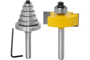 Gasea 6.35mm Tige Fraise de Défonceuse à Feuillure Routeur Bit Avec 6 Roulements Pour Plusieurs Profondeurs 28,6mm, 22,2mm, 19,05mm, 15,9 mm, 12,7mm, 9,52mm Outil de Menuiserie