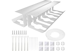 OASHISU Kabelkanal Schreibtisch 2-er Kabelmanagement Schreibtisch Kabelhalter Kabelwanne Tisch für Ordnung am Arbeitsplatz Profi Komplettset inkl. Kabelschlauch Kabelführungen Kabelführung weiß Stil-3