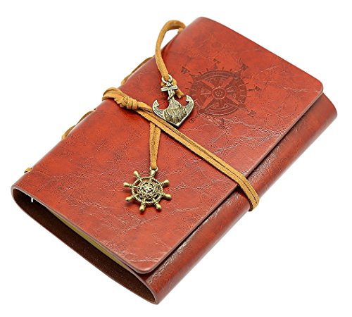 Tinksky Vintage Notizbuch klassische PU Leder Cover Journal Notebook Retro Spirale Ringbuch Tagebuch