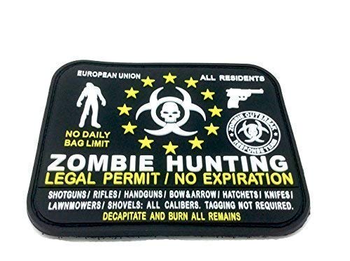 Permiso Legal Caza del Zombi de la UE Todos los residentes de PVC Airsoft Velcro Patch Negro