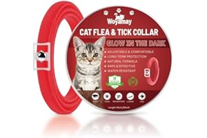 Woyamay Collare Antiparassitario per Gatti, Luminoso Collare Antipulci Gatto Regolabile Resistente All'acqua, Naturali 8 Mesi di Protezione Collare Antizecche per Gatti per Tutti i Gatti, Rosso