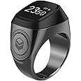 iQibla Zikr1 lite Smart Tasbih Tally Counter Ring for Muslims Zikr Digital Tasbeeh 5 Prayer Time Reminder Bluetooth Waterproof plastic material BLACK (22mm)