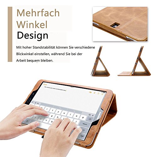 boriyuan Echt Leder Hülle Case Folio Tasche Cover für das Samsung Galaxy Note 10.1 2014 Edition SM-P600 Tablet Braun aus echtem Leder mit Standfunktion, Magnetverschluss, Unterstützt Sleep / Wake Funktion, im Bookstyle inkl. Eingabestift, Displayschutzfolie - 5